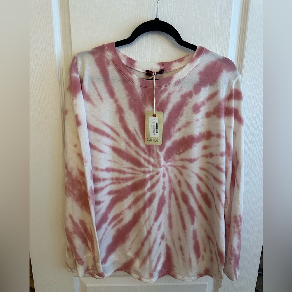 T Party Fashion Pink and White Tie-Dye Pajama Set